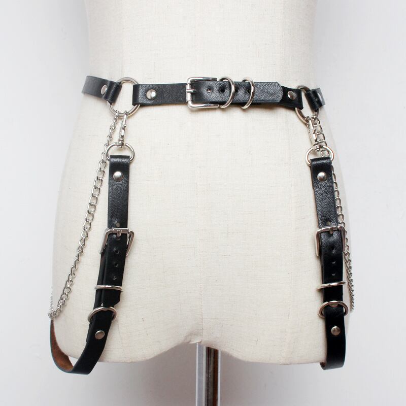 [Kurahokoya Series]★Belt★ Accessory Unisex Accessory PU Easy to match Cool Fashion Black Black