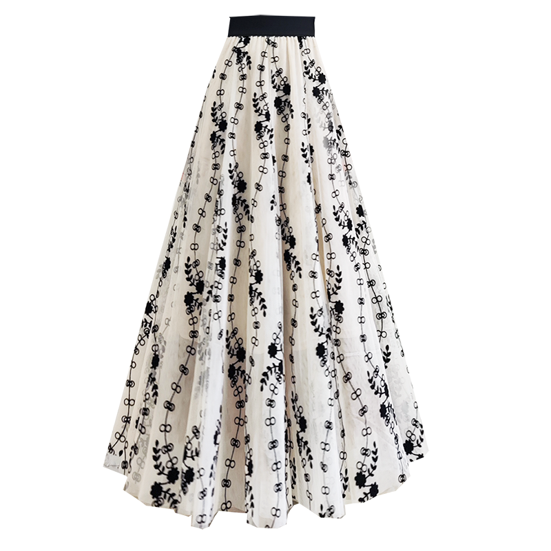 [KEER Series] ★Floral pattern skirt★ 3 lengths available, large size, stylish, elastic waist