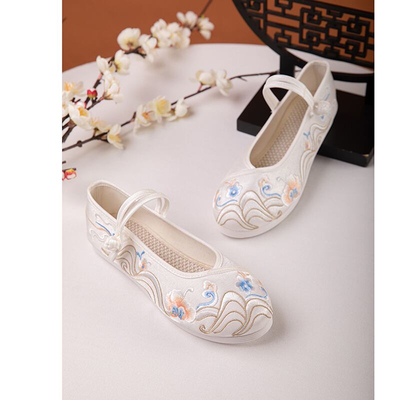 [BAIQIN Series] ★Embroidery shoes★ Size 34-40 2color Shoes Chinese style shoes Tang suit Hanfu retro white green