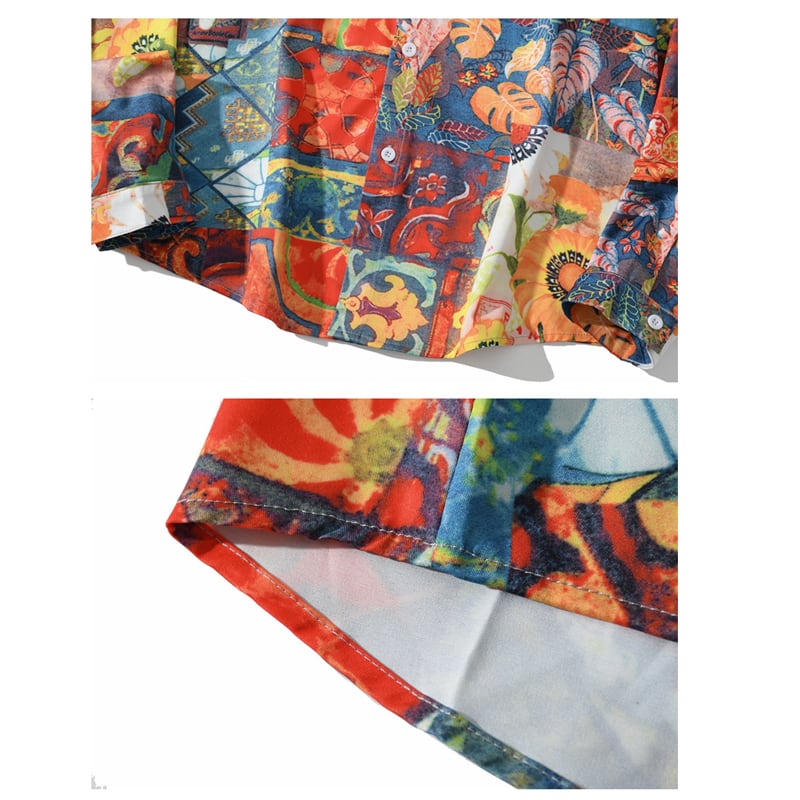 [BCBGH Series]★Shirt★ Floral Pattern Shirt Oil Painting Style Tops Print SML XL 2XL Unisex Men's Unique