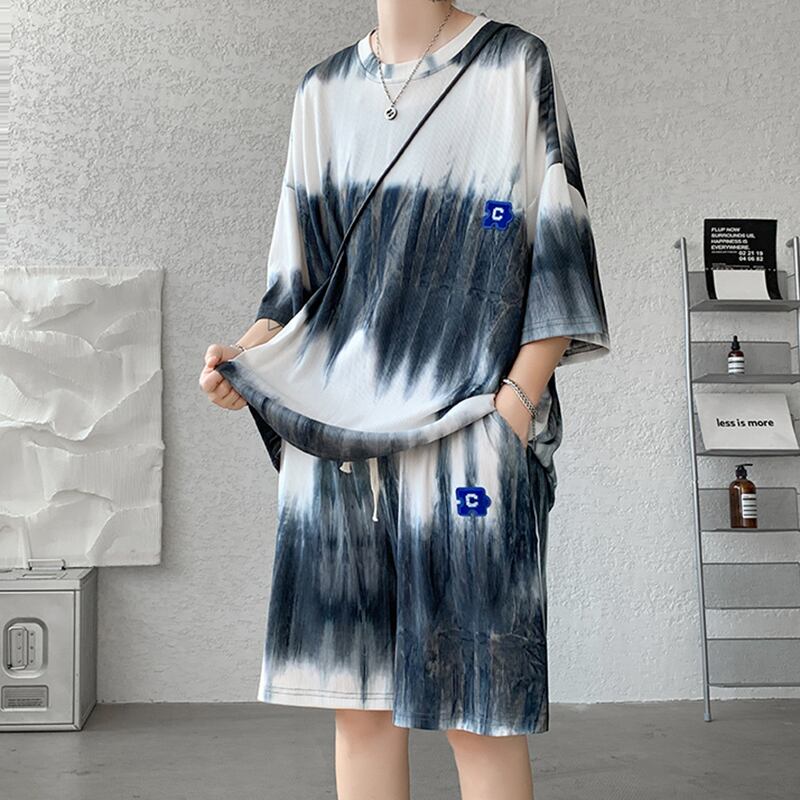 [ZHUIYI Series]★Setup★ T-shirt + shorts 2color Unisex Men's Large size Tie-dye