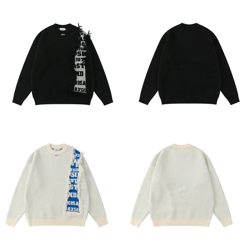 [HTTAOSUP Series]★Sweater★ 2color Tops Unisex Men's Switching Alphabet