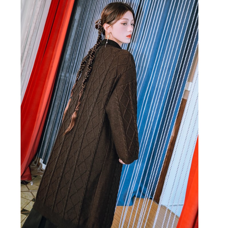 [Kokaishan --- Wakagi Gin Series] ★China style coat★ Cardigan long length knit outerwear