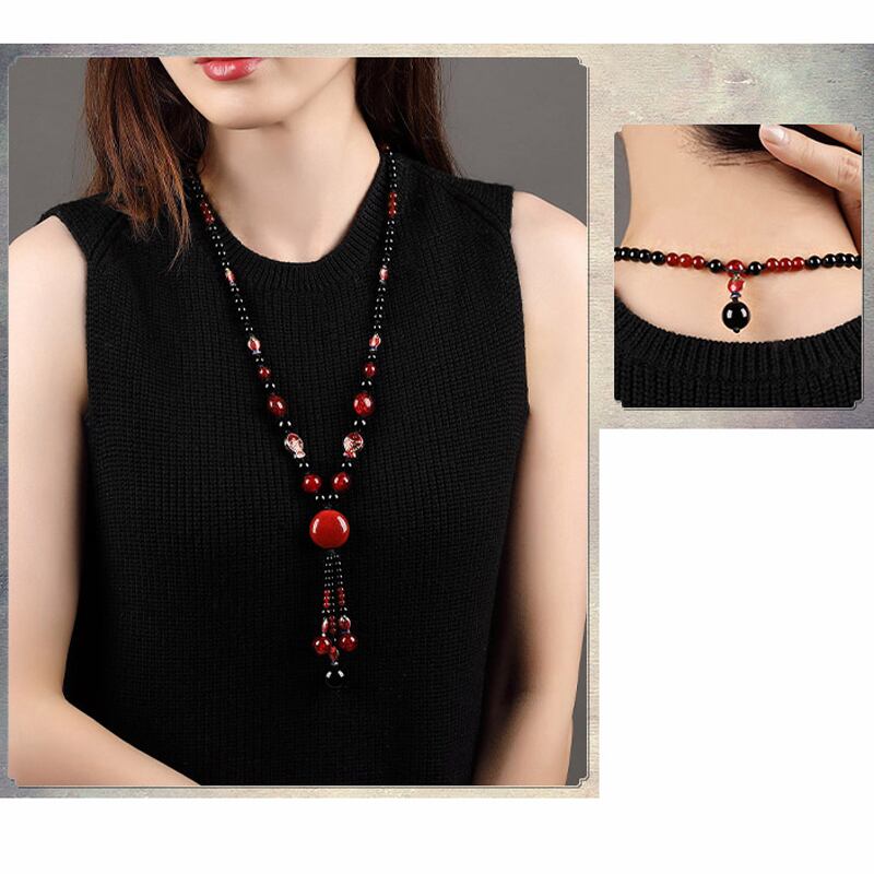 [Louran Guest Series] ★China style necklace★ Collar ladies accessories black red fish fish