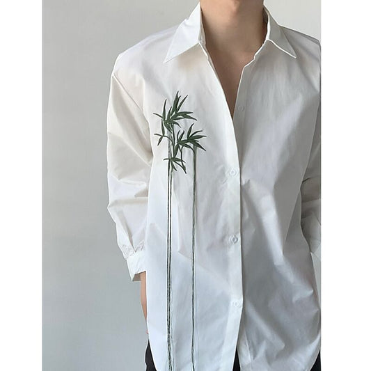 [QUANYI Series]★China style shirt★ Tops Bamboo Bamboo embroidery Unisex Men's White White Simple