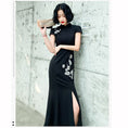 Load image into Gallery viewer, [Chouga series] ★Long length cheongsam dress★ 6 size mermaid line black
