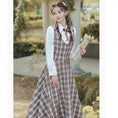 Load image into Gallery viewer, [Tatsuko Chenis Series]★Setup★ 3-piece set shirt, vest, skirt, check retro, cute
