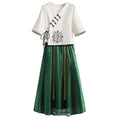 Load image into Gallery viewer, [Chinese Prince Series] ★Chinese style setup★ Tops + Skirt Cute 2-piece set Green Green Retro
