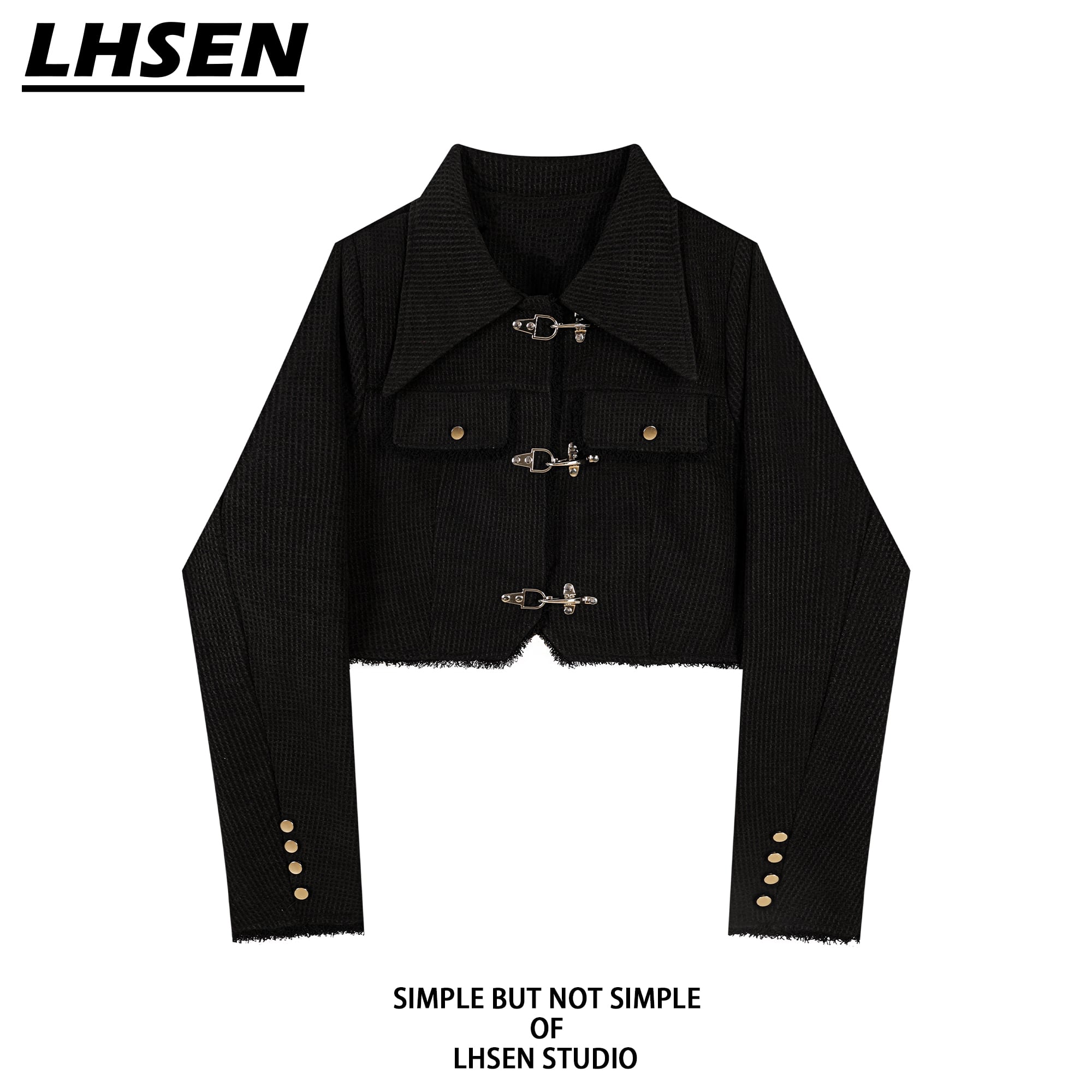 [LHSEN Series] ★Outerwear★ Short length, easy to match with design, black, SML XL, cute, improves your temperament