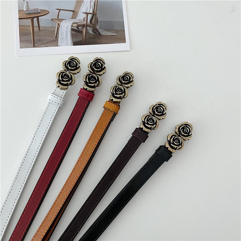 [Yuwei Series]★Belt★ 6color Accessories PU Alloy Rose Accessories Black Black Black White Red Brown