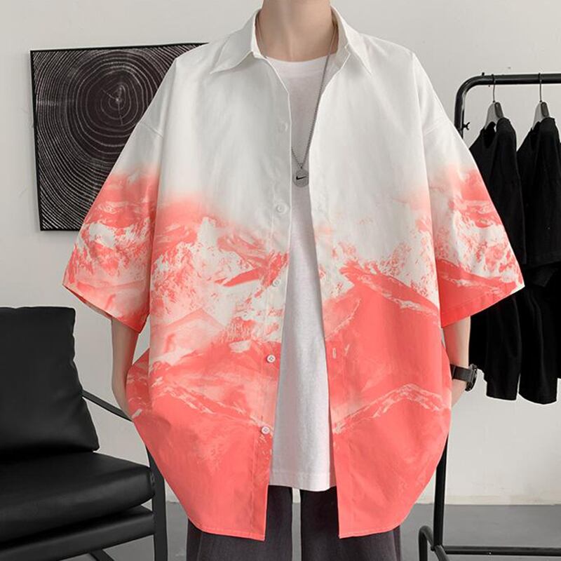 [Emeisa Series]★China Style Shirt★ 3color Tops Unisex Men's Fashion Snowy Mountain Pattern