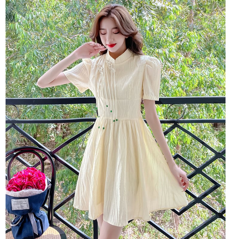 [LINXIAOXIAN Series] ★China-style dress★ Improved cheongsam dress, cute, short sleeve, summer clothes, improves temperament, wedding