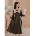 Load image into Gallery viewer, [ZITAIMEIGUI series] ★Dress★ 2color Retro Gray Black Long length Cute Easy to match Improves your temperament
