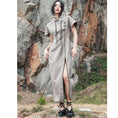 Load image into Gallery viewer, [Da Qinglong Shu Series] ★China style dress★ Improved cheongsam dress Color scheme Improves temperament Long length Silver gray
