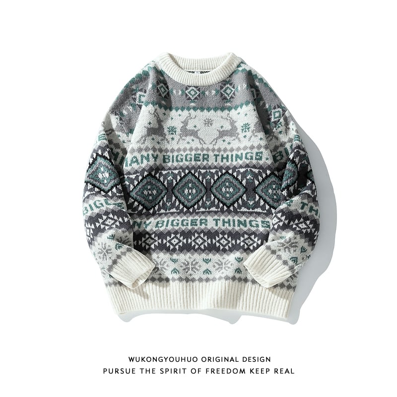 [Satoru Series]★Sweater★ 2color Knit Tops Christmas Unisex Men's Deer Casual Easy to Match