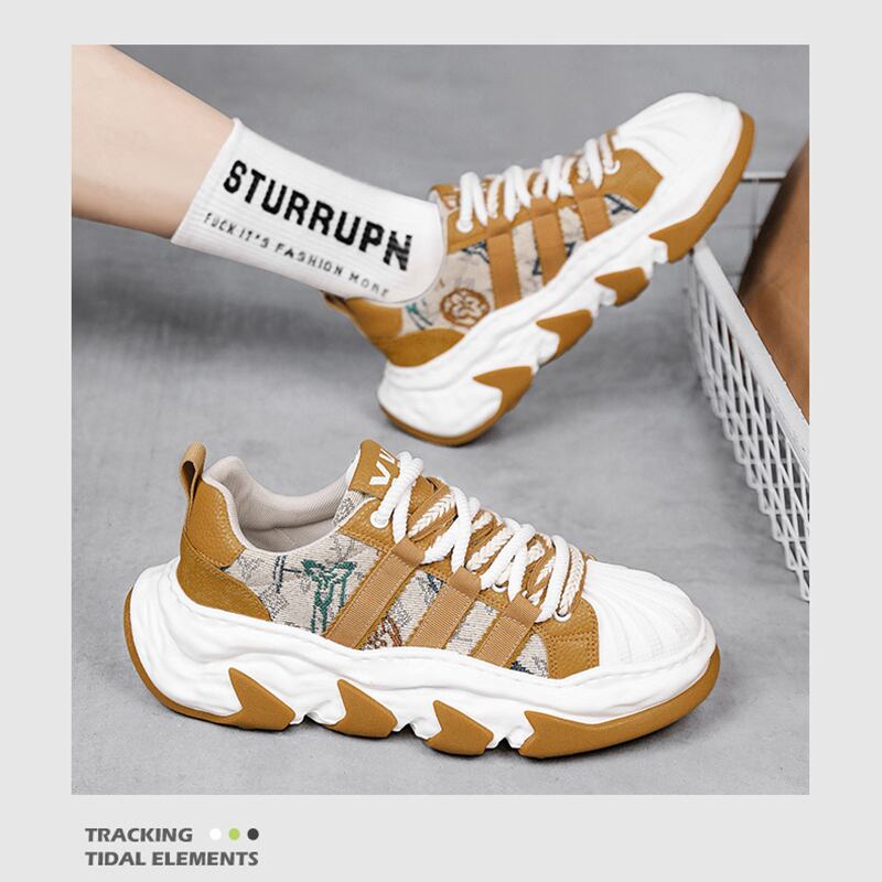 [XIANGSHA series]★Sneakers★ 3color Men's shoes Shoes Sports style Oil painting style Size 39-44 Green Black Brown