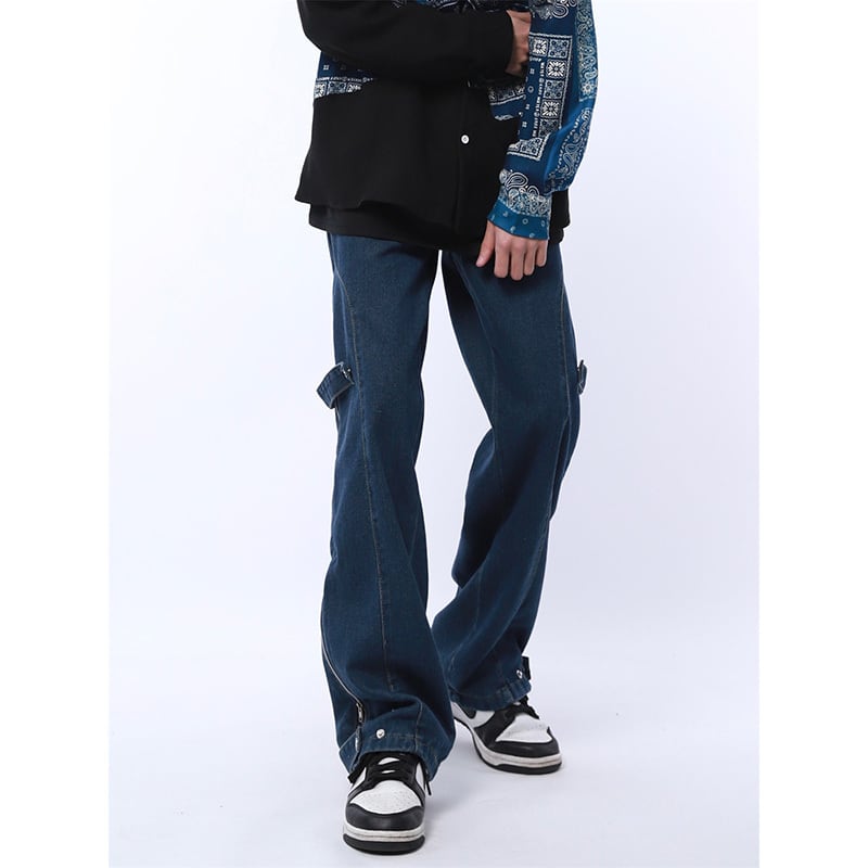 [MGJM Series] ★Denim Pants★ Bottoms Pants Unisex Men's Retro Easy to Match Blue Blue