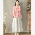 Load image into Gallery viewer, [Kofuku Series]★China-style shirt★ 3color V-neck tops Ethnic style Green Yellow Pink
