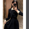 Load image into Gallery viewer, [ZHENMANZI Series] ★One Piece★ Faux layered long sleeve thick women's fashionable slimming appearance enhances your temperament Black Black
