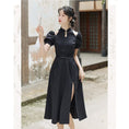 Load image into Gallery viewer, [Agoya Yui Series]★Chinese style dress★ Improved Chinese dress 2 colors Chinese clothing XS SML XL Black White
