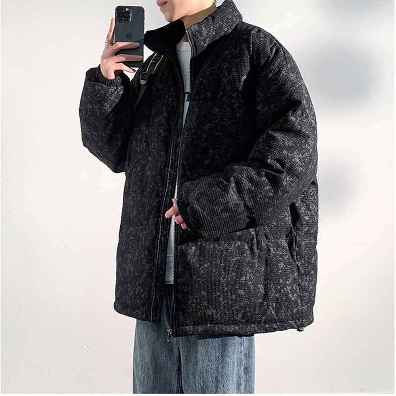 [DUFENG Series] ★Cotton coat★ 3color outer winter coat unisex men's large size green black blue