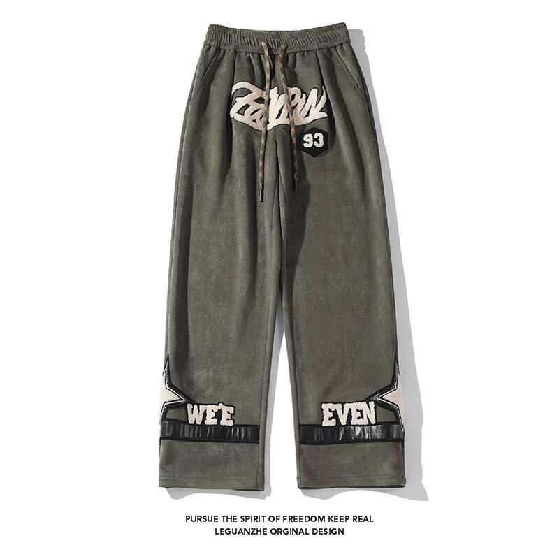 [BIGEMAN Series]★Pants★ 2color Casual Pants Bottoms Unisex Men's Large Size Alphabet Black Khaki Blue