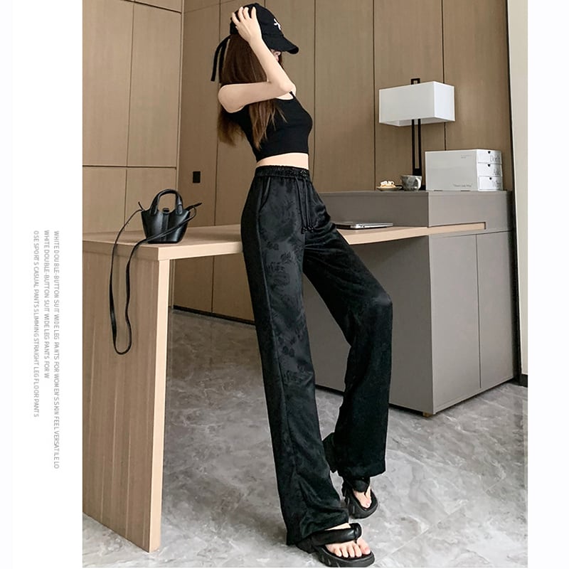 [Women's University 18 Series]★China style trousers★Bottoms, casual pants, black, slimming, easy to match