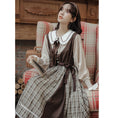 Load image into Gallery viewer, [DACHENGZI Series] ★Dress★ Fake Layered Dress Checkered Pattern Cute Retro S M L XL
