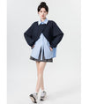 Load image into Gallery viewer, [WEIWU Series]★Tops★ Faux layered POLO neck color scheme fashion loose blue blue
