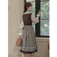 Load image into Gallery viewer, [DACHENGZI Series] ★Dress★ Fake Layered Dress Checkered Pattern Cute Retro S M L XL
