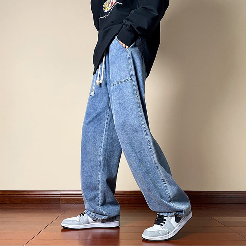 [Kouisha Series] ★Denim pants★ 2color bottoms pants unisex men's black blue black blue