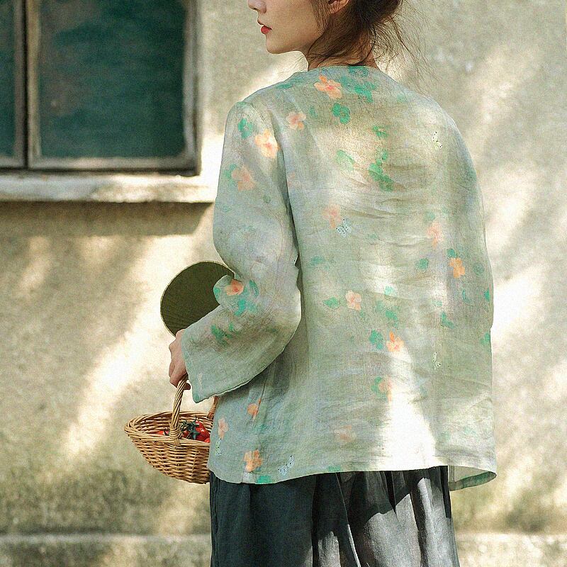 [MANMAN Series]★Chinese style shirt★ Tops, Chinese clothes, Tang clothes, floral pattern, retro, temperament-enhancing print