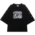 Load image into Gallery viewer, [Nekogan Series] ★T-shirt★ Cotton Tops Women's Fashion Cute 3/4 Sleeve Black Black
