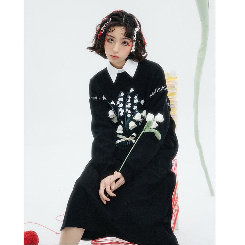 [Yangji Great Dream Series]★China style sweater★ Tops Lily of the Valley, Suzuran Design Original Cute