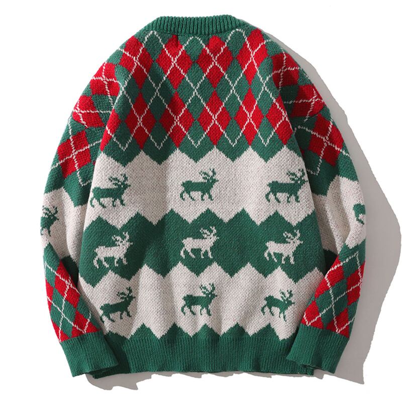 [TRAVEL ISSUANCE Series]★Sweater★ 2color Tops Christmas Unisex Men's Red Green Deer