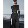 Load image into Gallery viewer, [Big Blue Dragon Series]★China style shirt★Long length shirt slit original black black slimming fashionable
