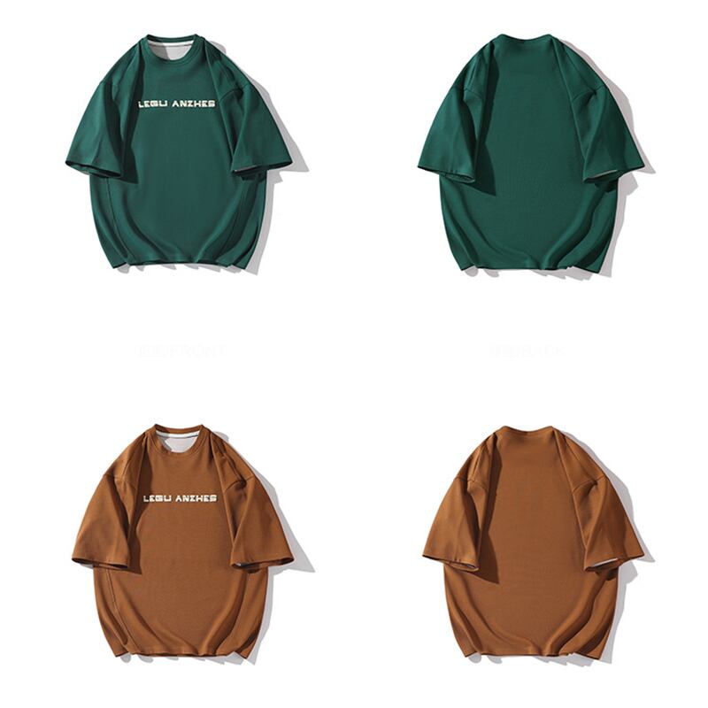 [BIGEMAN Series]★T-shirt★ Tops 4color Unisex Men's Large Size Black Green Coffee Color Beige