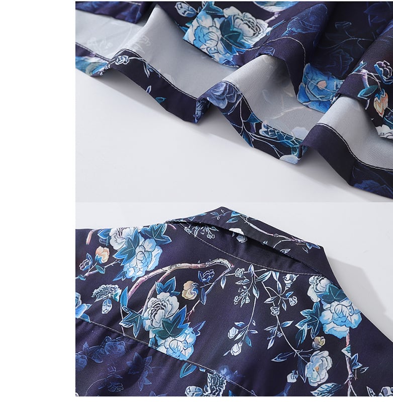 [TRAVEL ISSUANCE Series] ★Short Sleeve Shirt★ Aloha Shirt Okinawa Hawaii Tops Floral Shirt Unisex Men's Blue