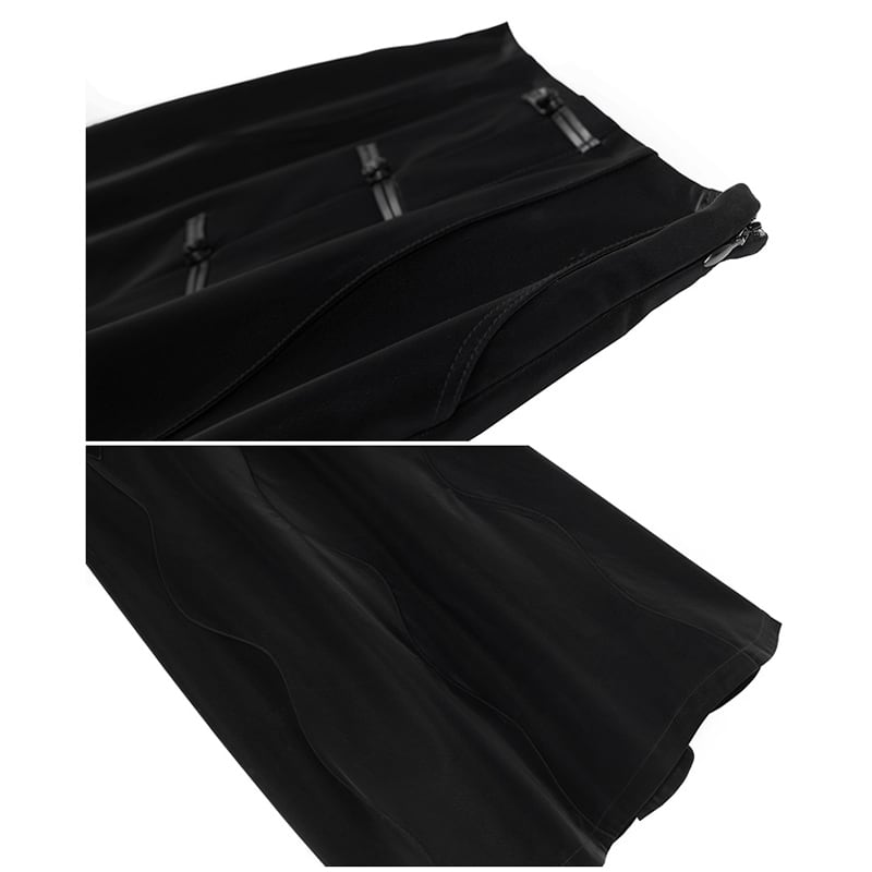 [Big Blue Dragon Series] ★China style skirt★ Bottoms Chinese button slit slimming black black