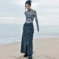 Load image into Gallery viewer, [Daiseiryusu Series] ★China style skirt★ Bottoms Denim skirt Long skirt Slit
