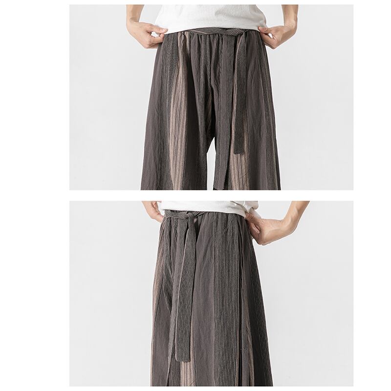 [Shu Han Ink Series]★China style pants★ 3color gaucho pants, vertical stripes, unisex, men's, loose, large size