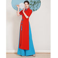 Load image into Gallery viewer, [Yuken Yumori Series] ★Chinese style dress★ Ao dai dress + trousers 2-piece set, long length, large size, black, red, blue
