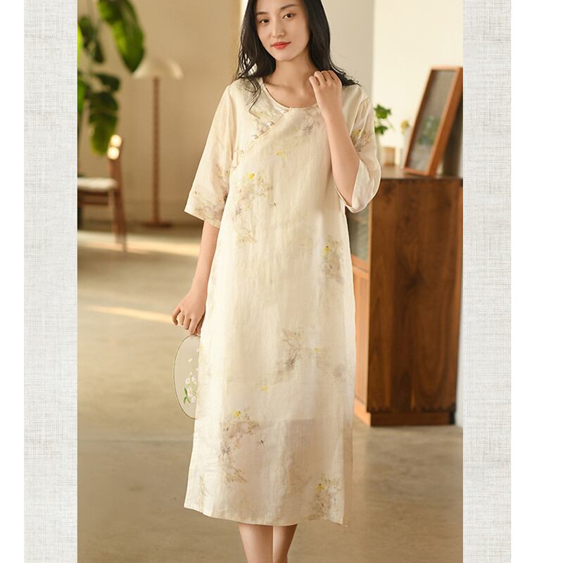 [Miss Fenny Series] ★Chinese style dress★ 3color Elegant Chinese clothes Tang suit Retro print Summer clothes Comfortable to the touch