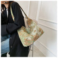 Load image into Gallery viewer, [Ako series] ★Oil painting style bag★ 3color tote bag Floral pattern Blue Green Black Easy to match
