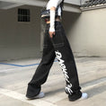 Load image into Gallery viewer, [Demon King Series] ★Denim Pants★ Bottoms Ladies Fashion Alphabet Black Black Unisex Cool
