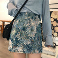 Load image into Gallery viewer, [YANGYANG Series] ★Mini skirt★ Bottoms Floral pattern skirt Oil painting style skirt Large size Blue Blue
