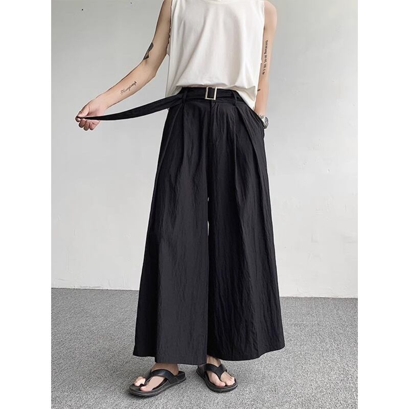 [DISHENHU Series]★China style trousers★Bottoms Gaucho pants Eight-quarter length Nine-quarter length Unisex Men's Black Black