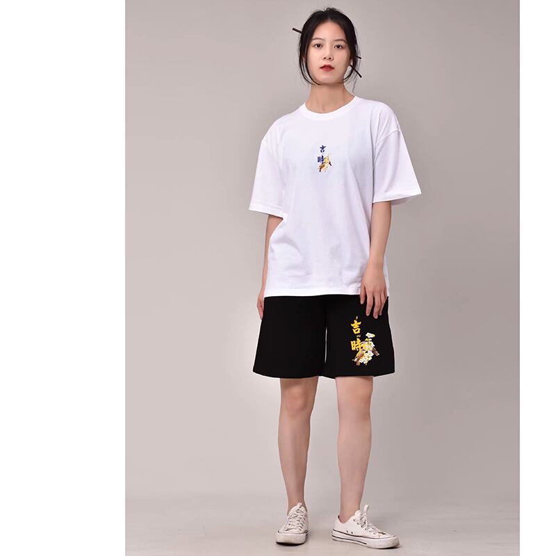 [Mumuki Series]★China style T-shirt or shorts★Short sleeve T-shirt Letter pattern 3color Unisex Men's Large size