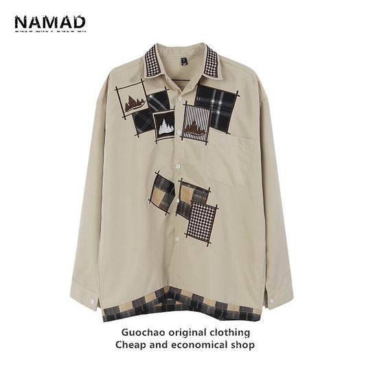 [NAMAD Leeds] ★Retro Shirt★ Long sleeve shirt tops switching ML XL 2XL easy to match casual