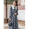 Load image into Gallery viewer, [Big Orange Series] ★One Piece★ Plaid Retro Ladies Commuting Date School Blue Blue Cute
